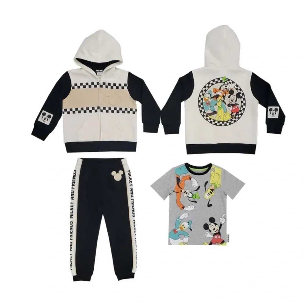 NWT Disney Character Kids 3pc Full Zip Mickey Mouse Outfit Set Sz 3T